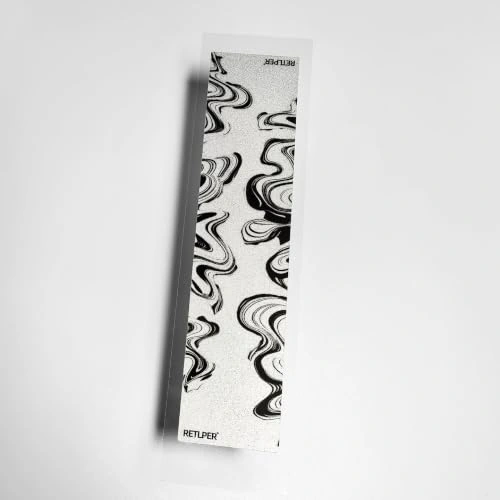 RETLPER AZ377B Silver White with Black Lines Abstract Landscape Contour Line Car Sticker product photo
