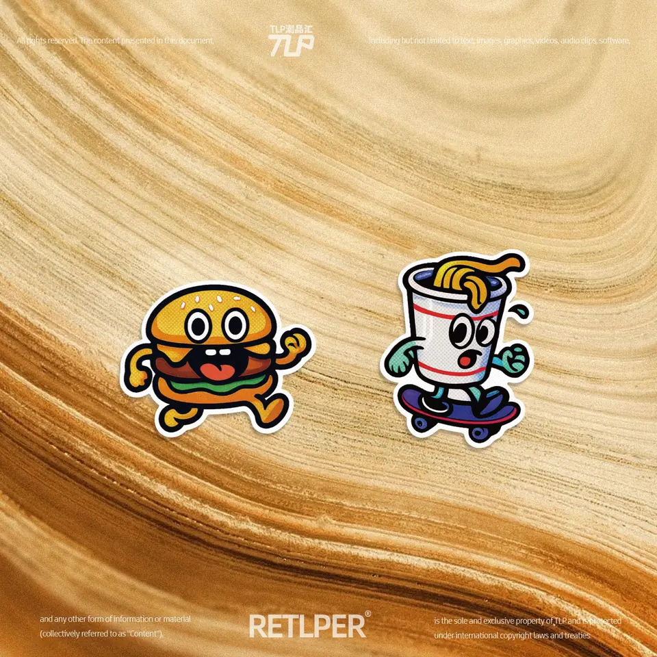 burger and noodles hollow-out sticker gallery view 3