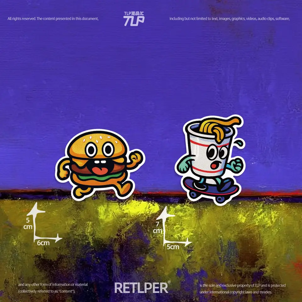 burger and noodles hollow-out sticker gallery view 4