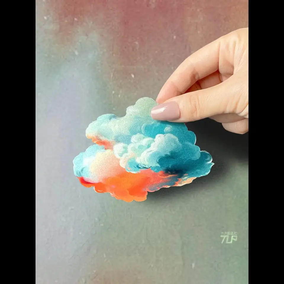 hand holding sunset cloud reflective sticker