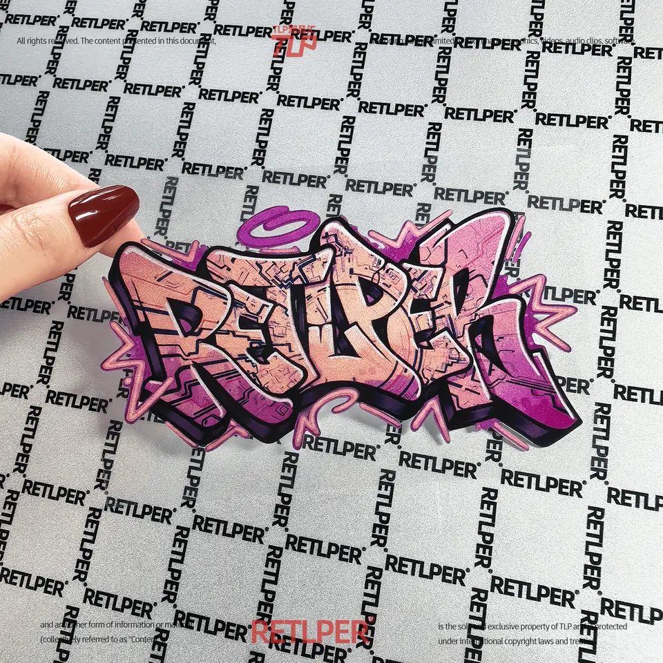circuit touch graffiti logo hollow-out sticker gallery view 2