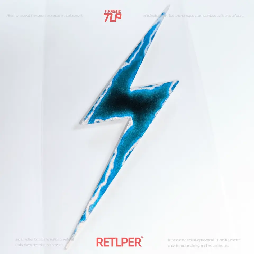 blue energy lightning bolt hollow-out sticker