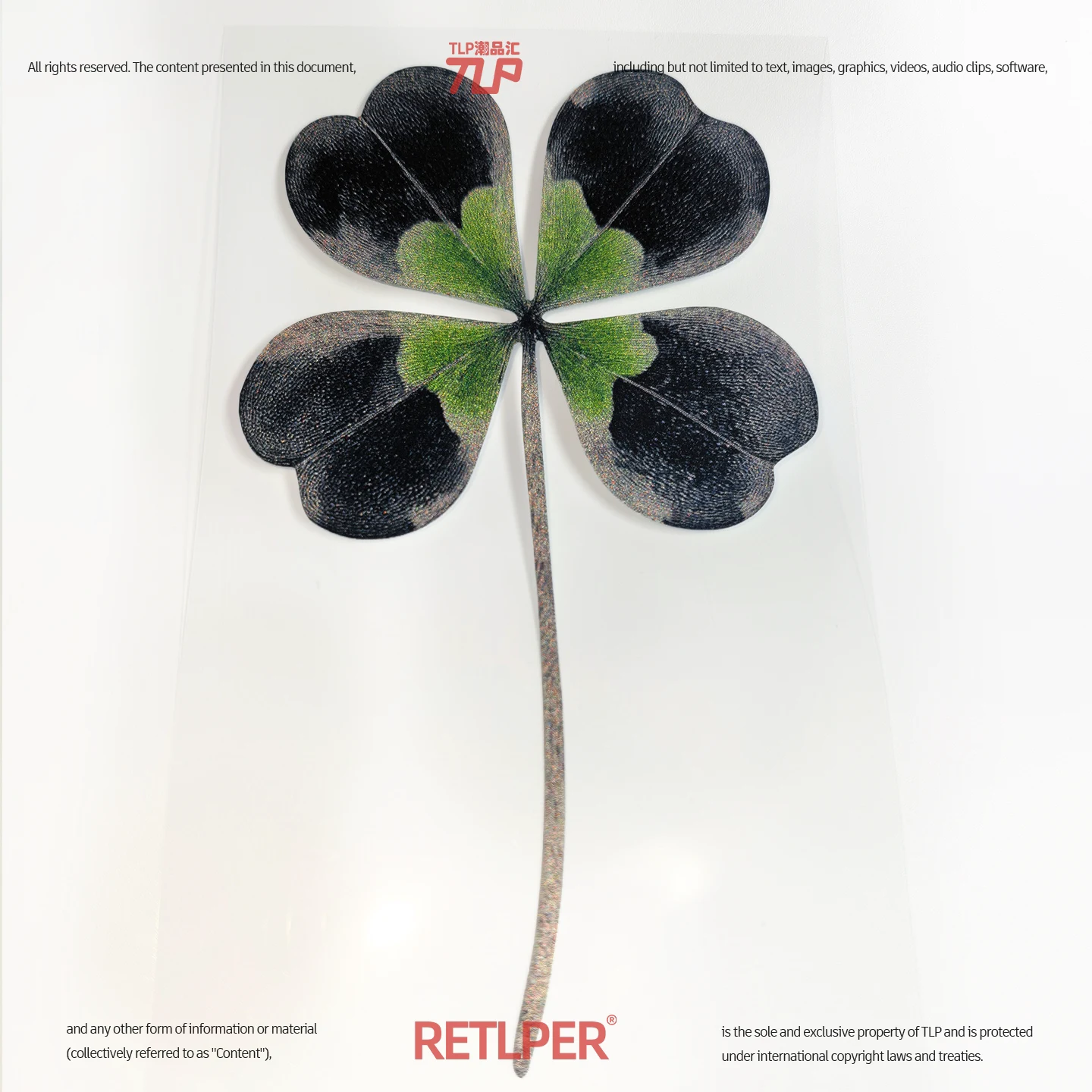 Black and green four-leaf clover New Chinese Style hollow-out sticker