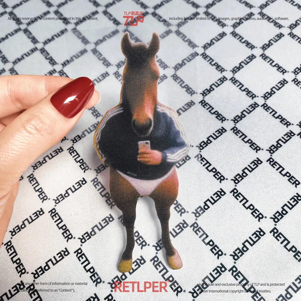 fun little horse selfie hollow-out sticker gallery view 2