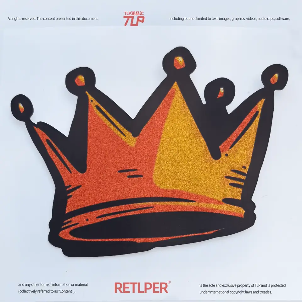 orange-gold graffiti crown reflective sticker