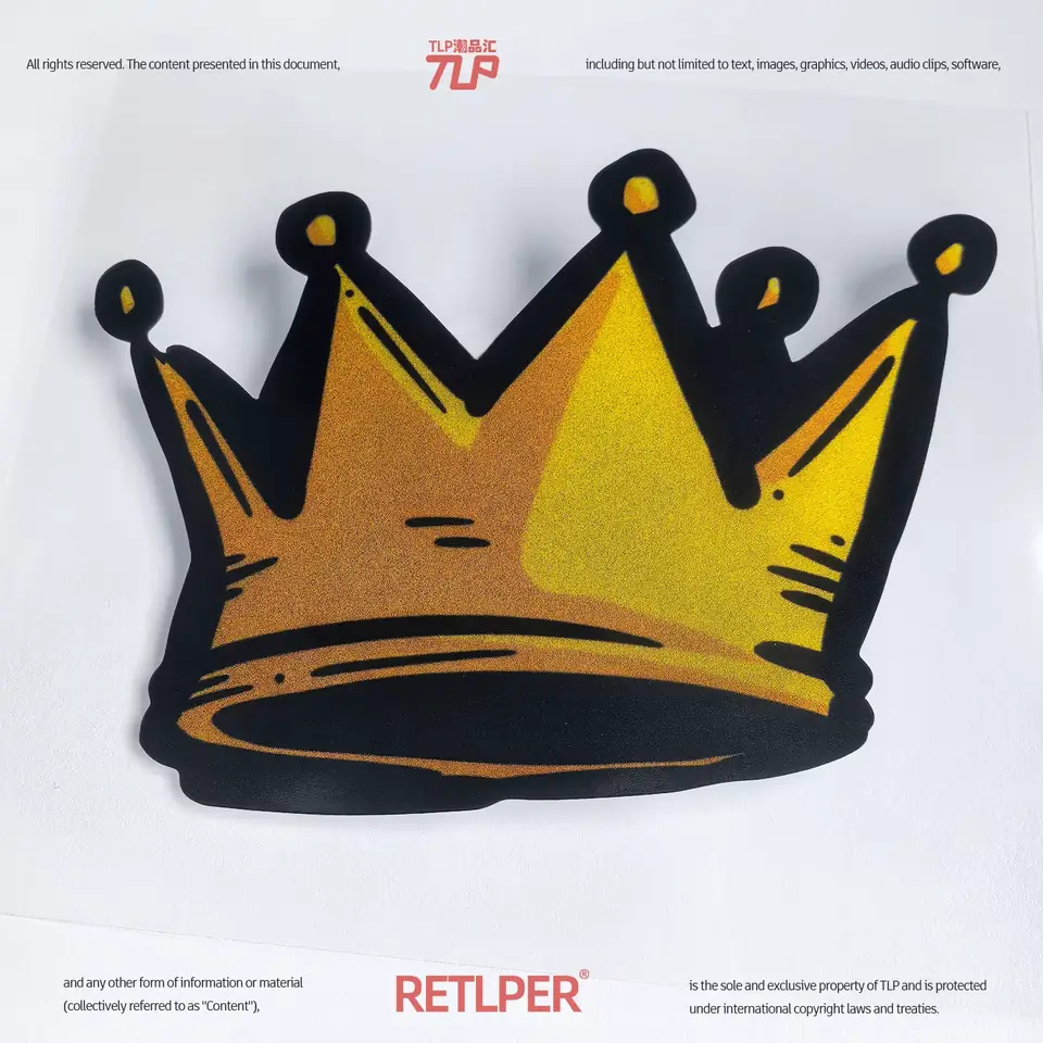gold graffiti crown reflective sticker