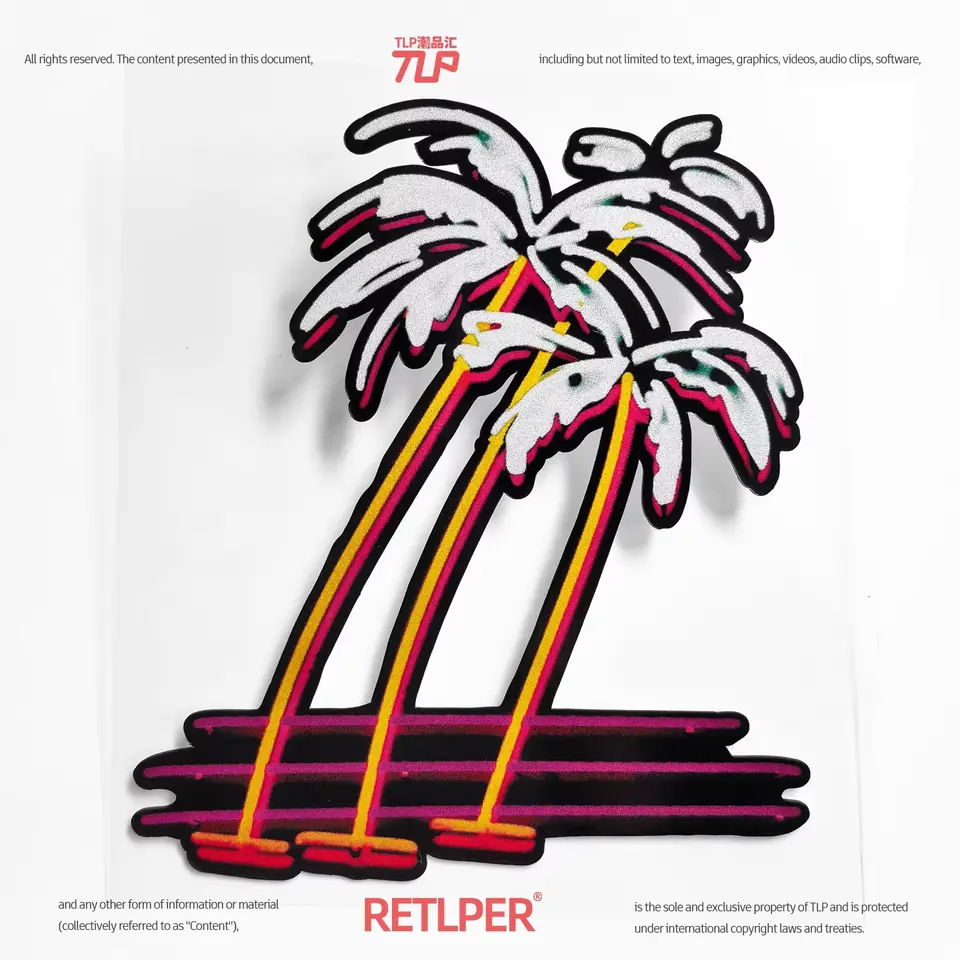 white neon palm-tree sticker on white