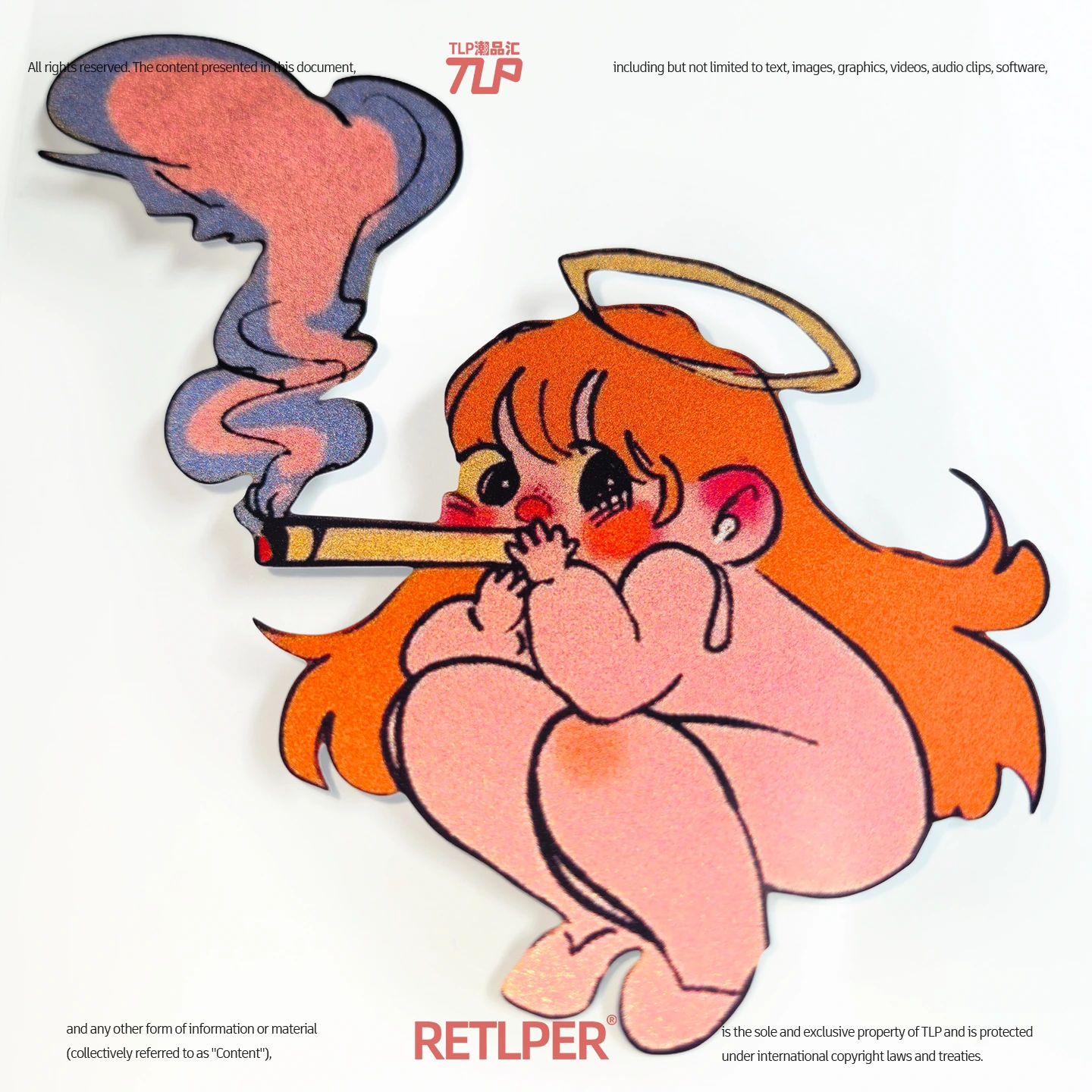 Multicolor little angel break hollow-out sticker photographed on white