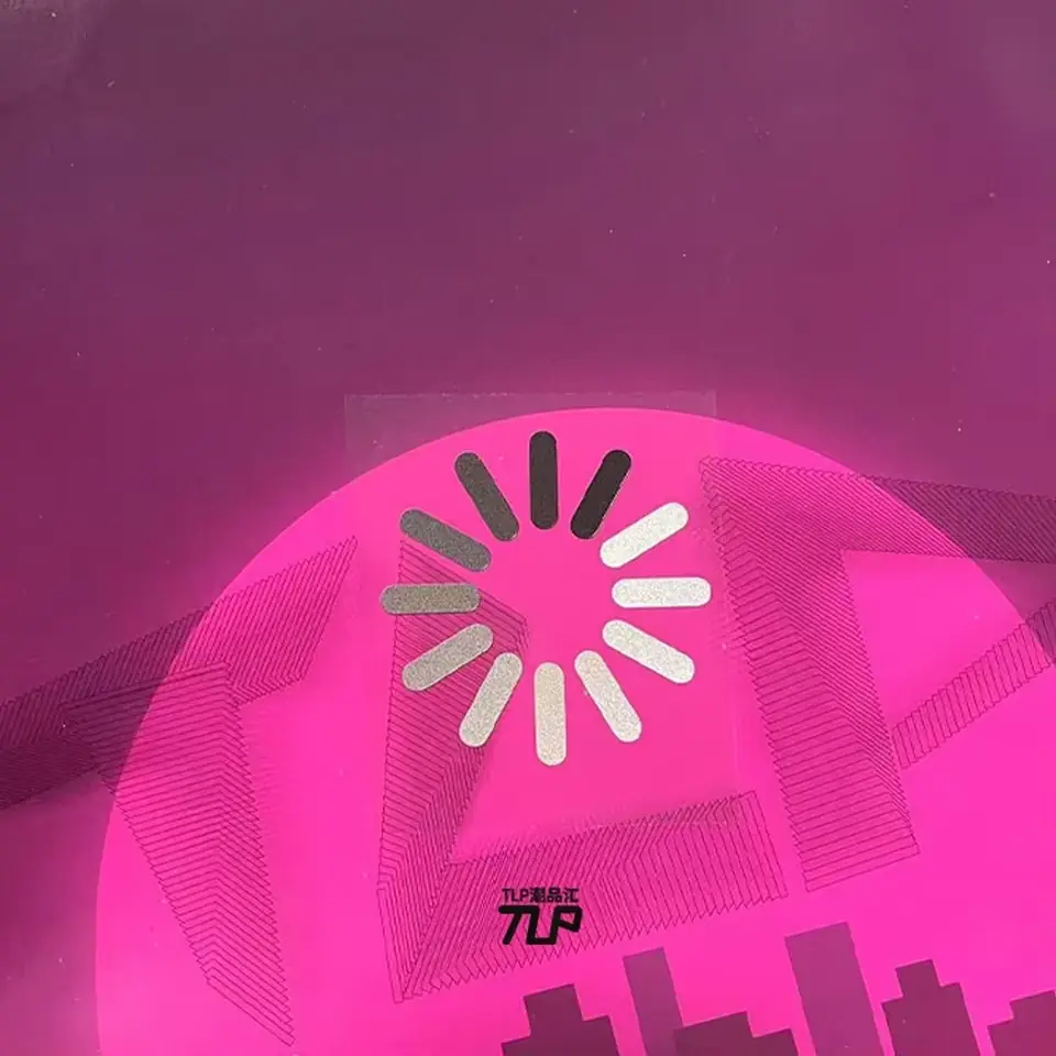 loading spinner sticker on pink city background