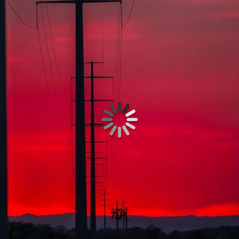loading spinner sticker on red sunset background