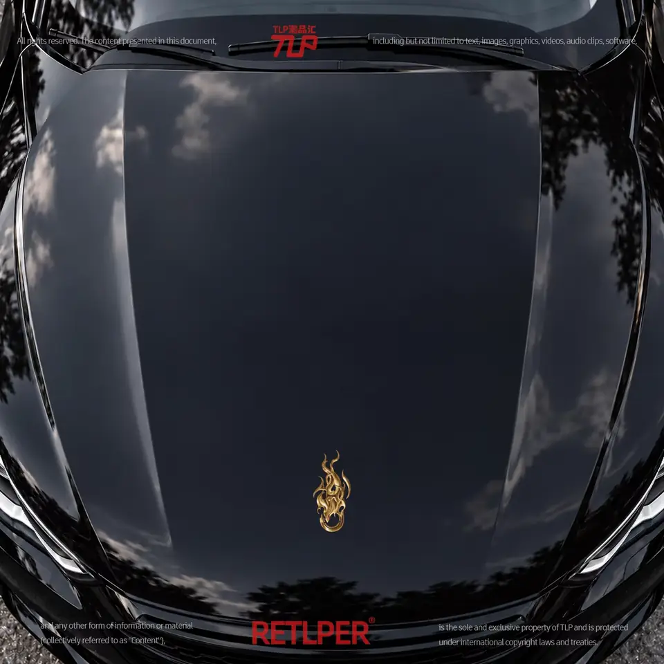 golden Lord of Slumber sticker on a black car hood