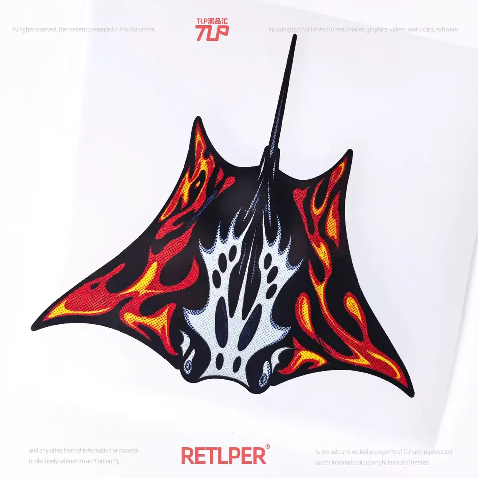 manta-ray flame graffiti sticker on white