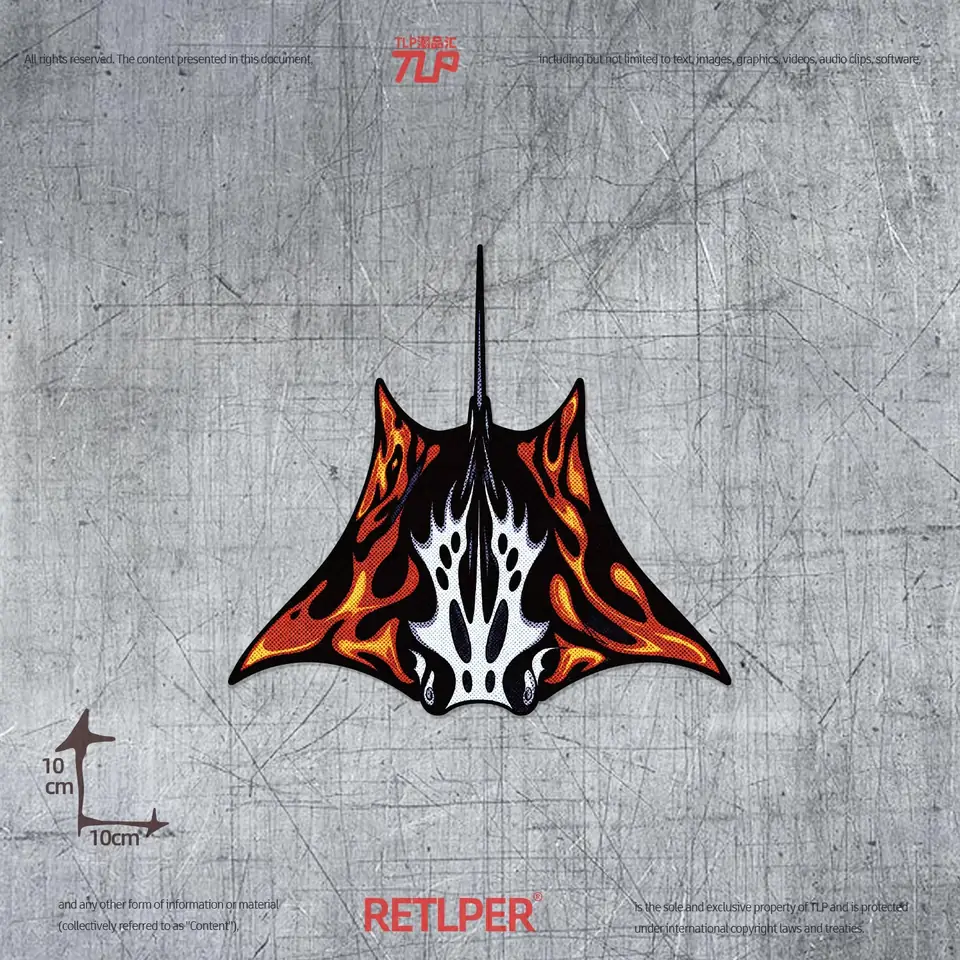 manta-ray sticker dimensions 10 by 10 centimeters