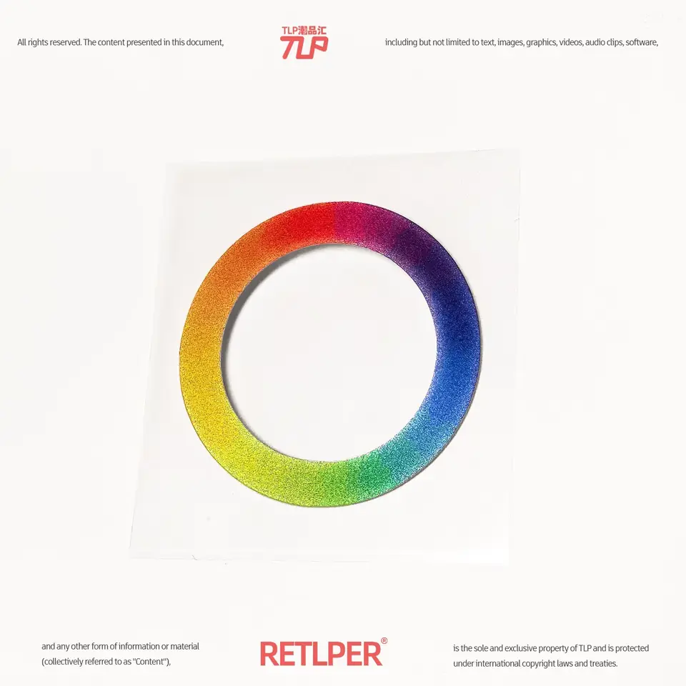 small rainbow gradient ring reflective sticker on white