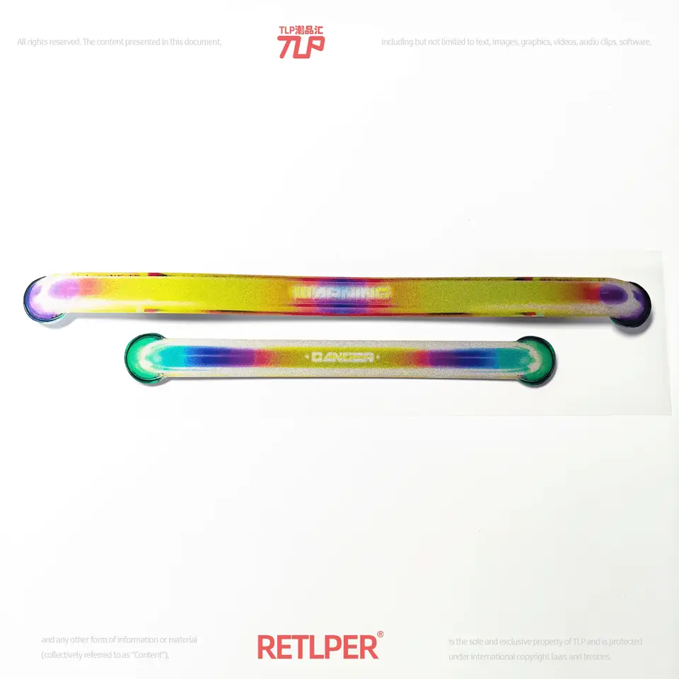 Multicolor neon-effect strip sticker pair