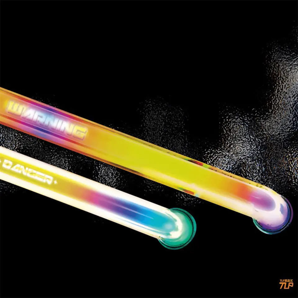 Neon-effect strip sticker close-up