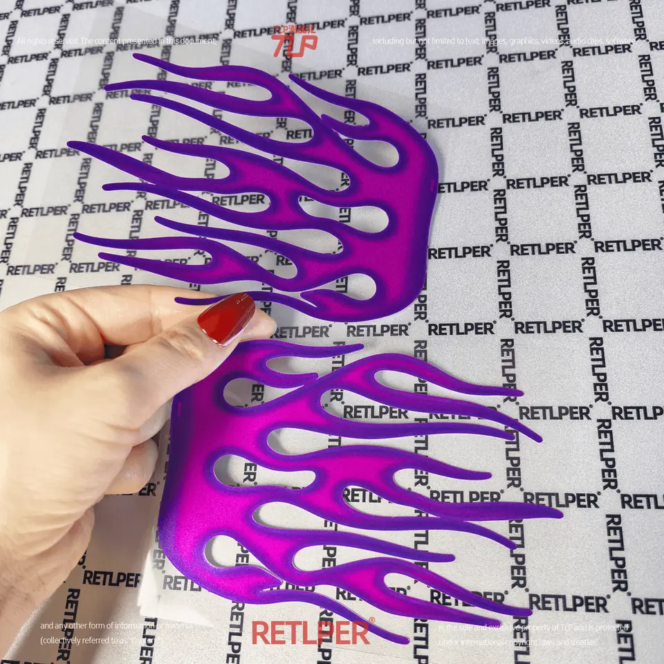 purple pink flame sticker product detail