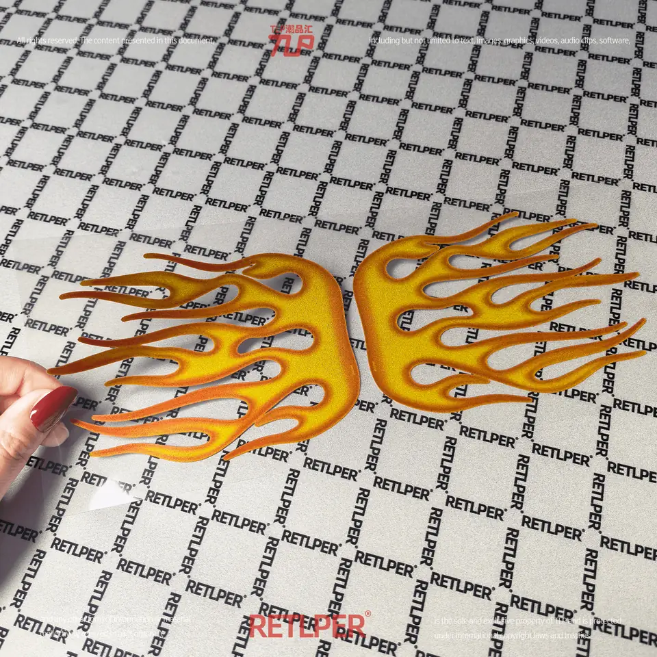 orange yellow flame sticker product detail