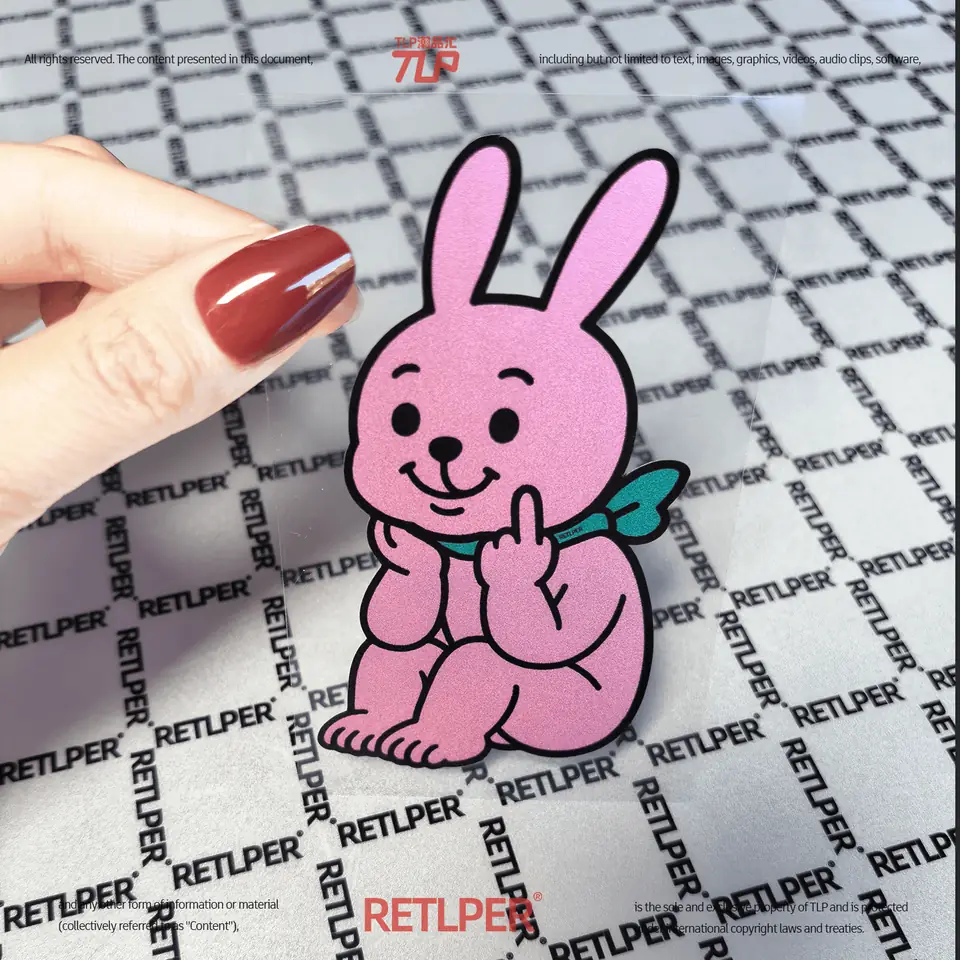 pink bunny in a daze hollow-out sticker gallery view 2