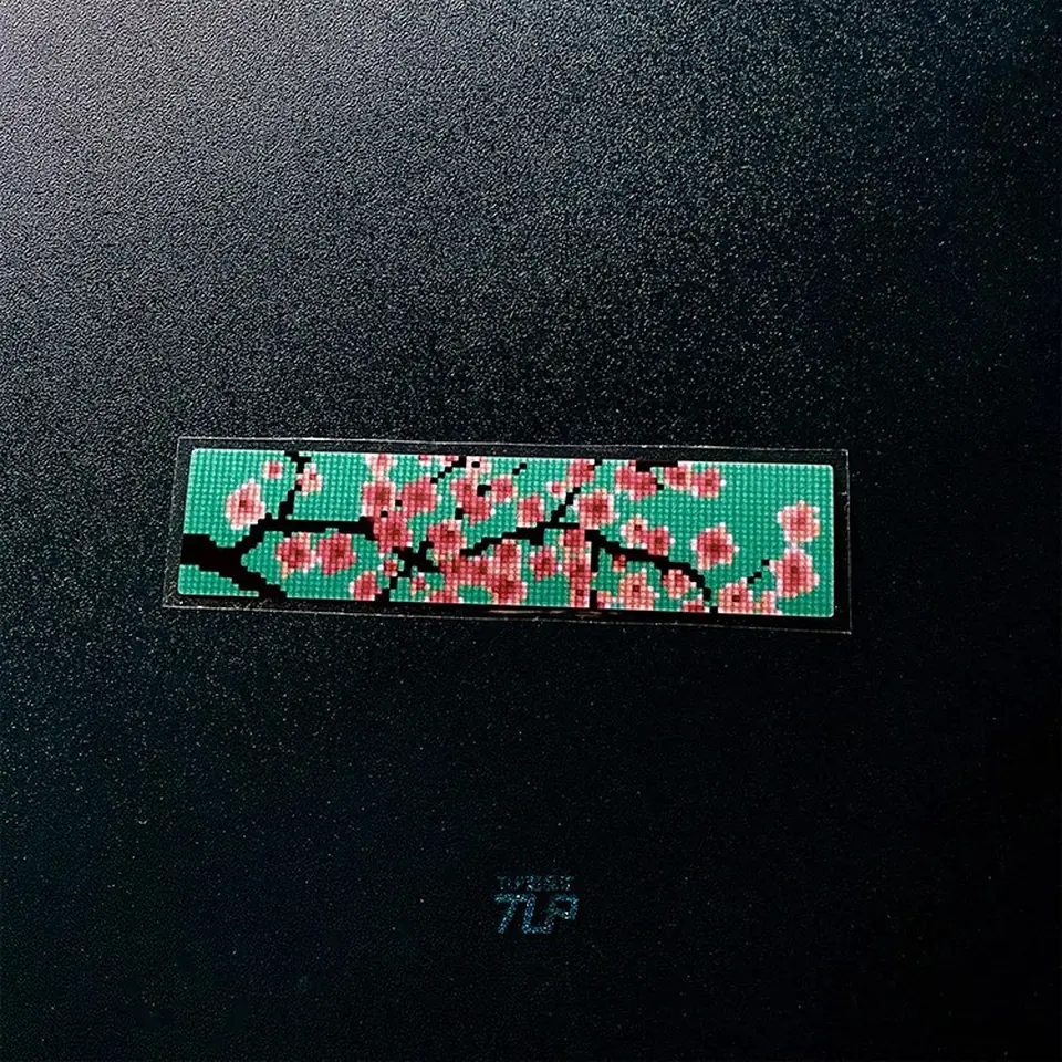 plum blossom pixel mosaic sticker reflective detail