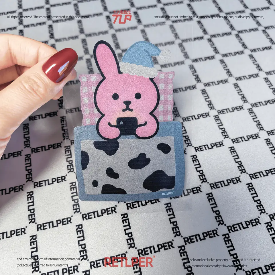 rabbit playing phone hollow out sticker gallery view 2