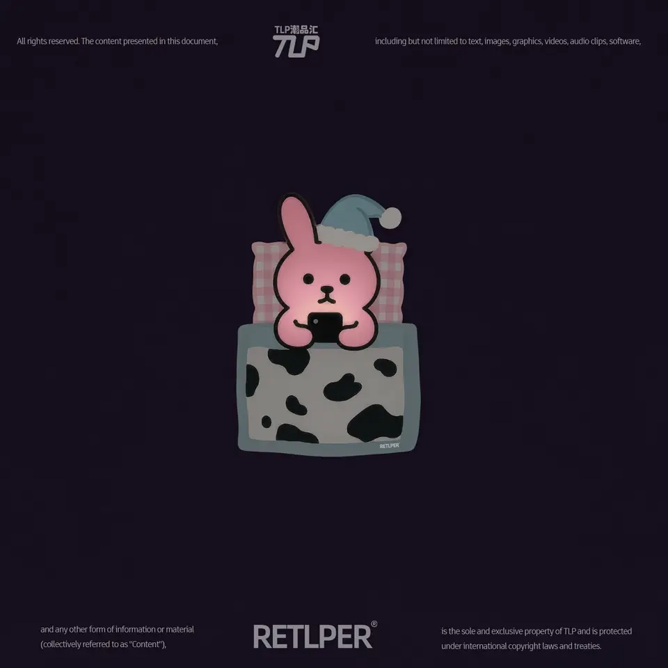rabbit playing phone hollow out sticker gallery view 3