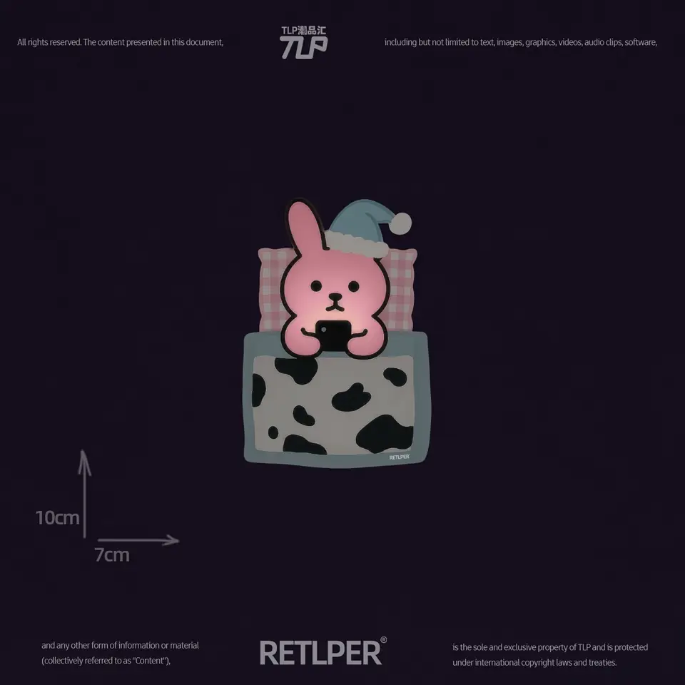 rabbit playing phone hollow out sticker gallery view 4