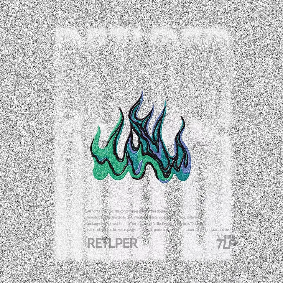 rising flame hollow-out sticker green blue design