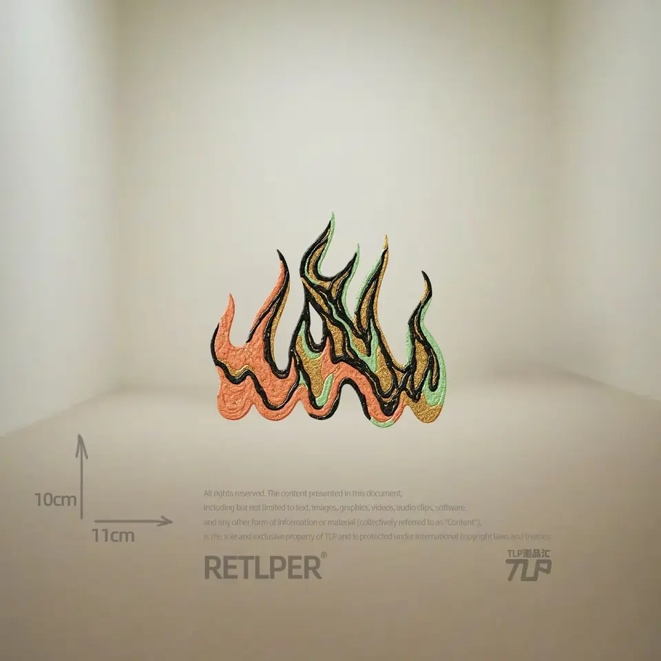orange rising flame sticker size detail