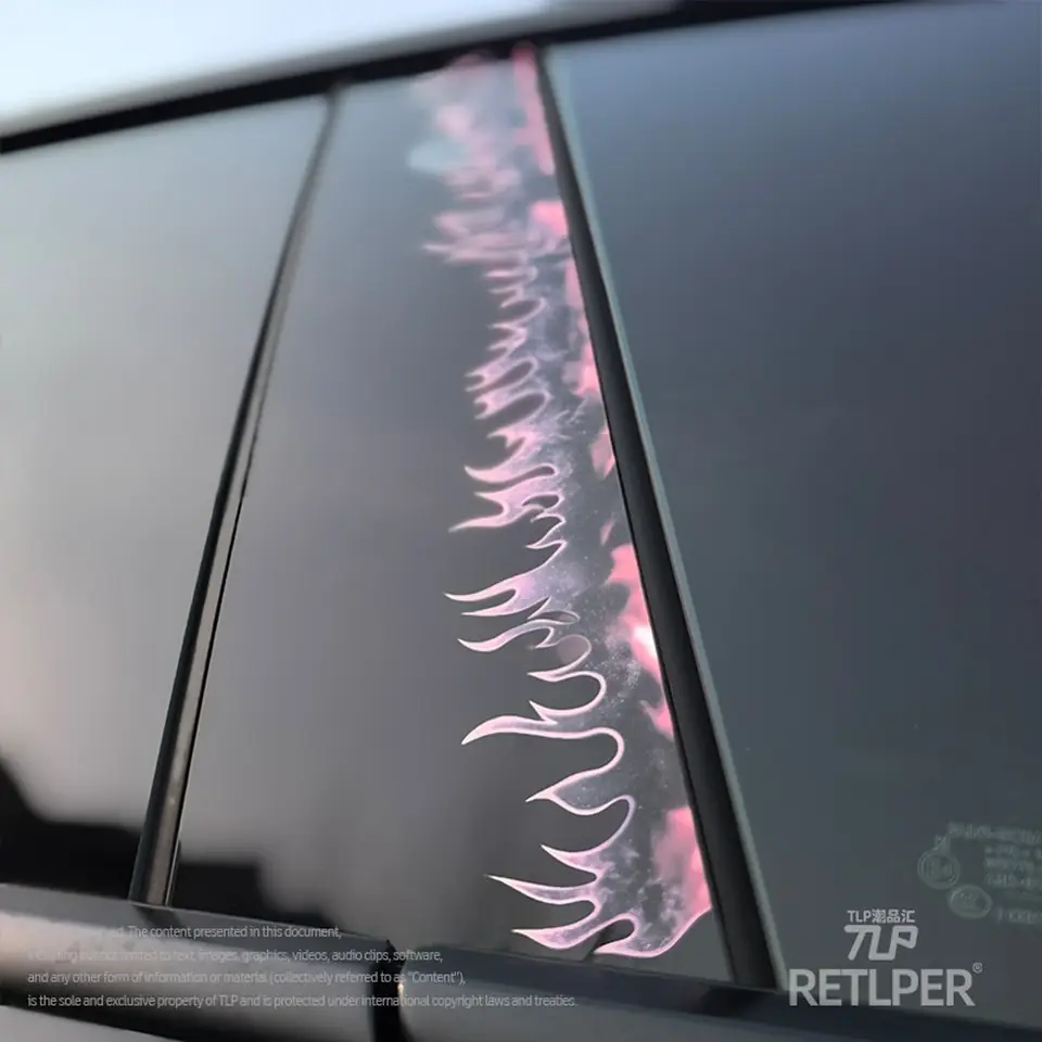 rising flame long strip installed on vehicle glass