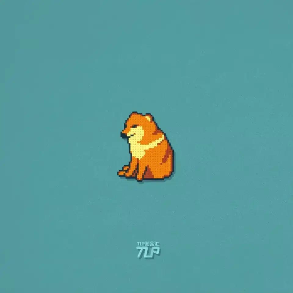 Shiba Inu pixel sticker blue-green scene