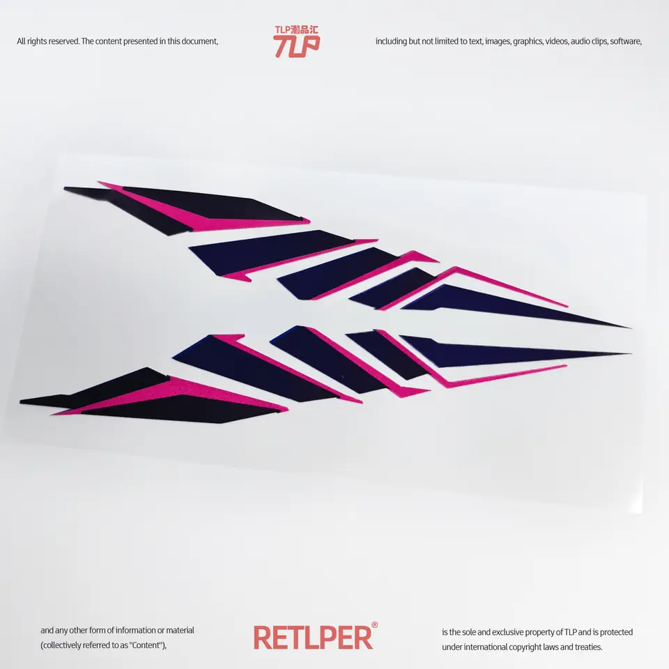 Purple and magenta spiral drill-bit sticker pair