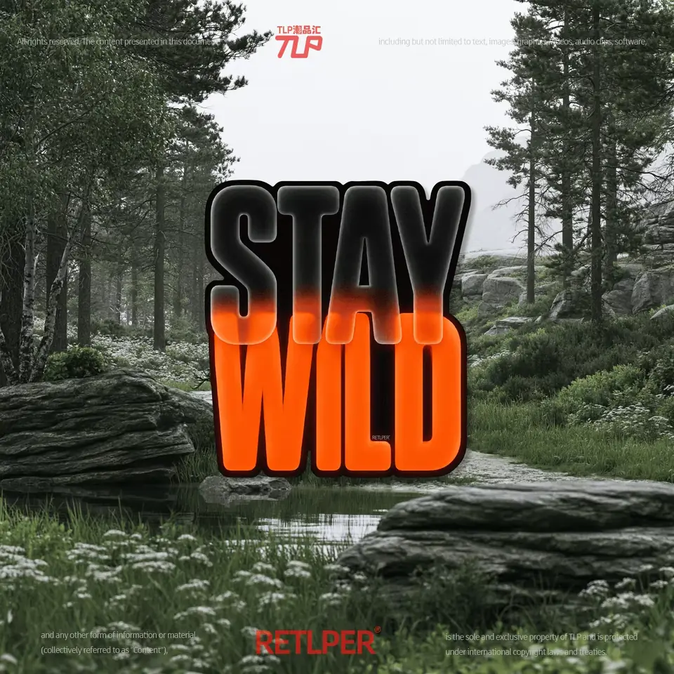 Stay Wild sticker in woodland scene