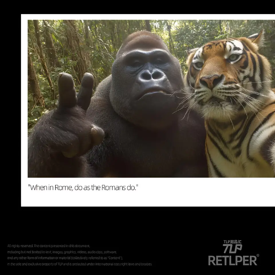 tiger and gorilla selfie sticker on black background