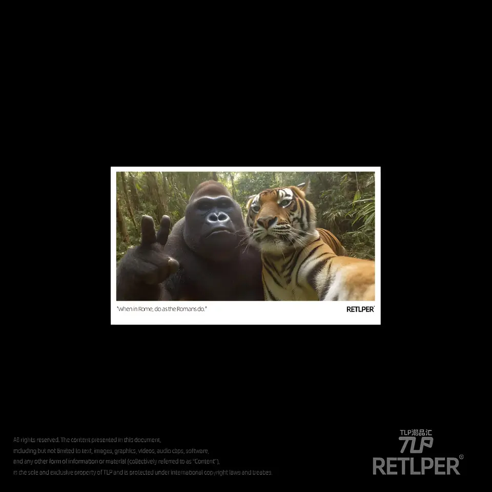 tiger and gorilla selfie sticker smaller on black background