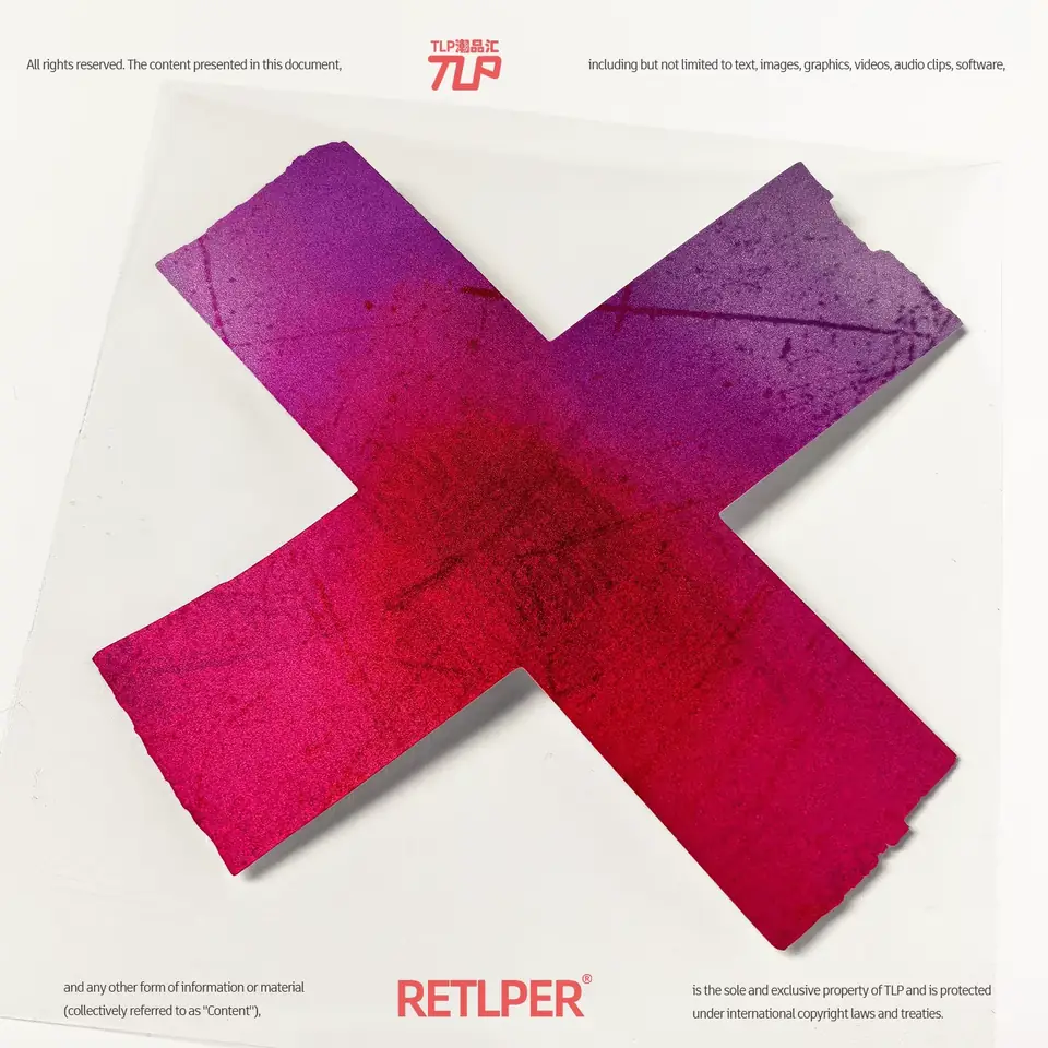 magenta gradient X-shaped reflective sticker