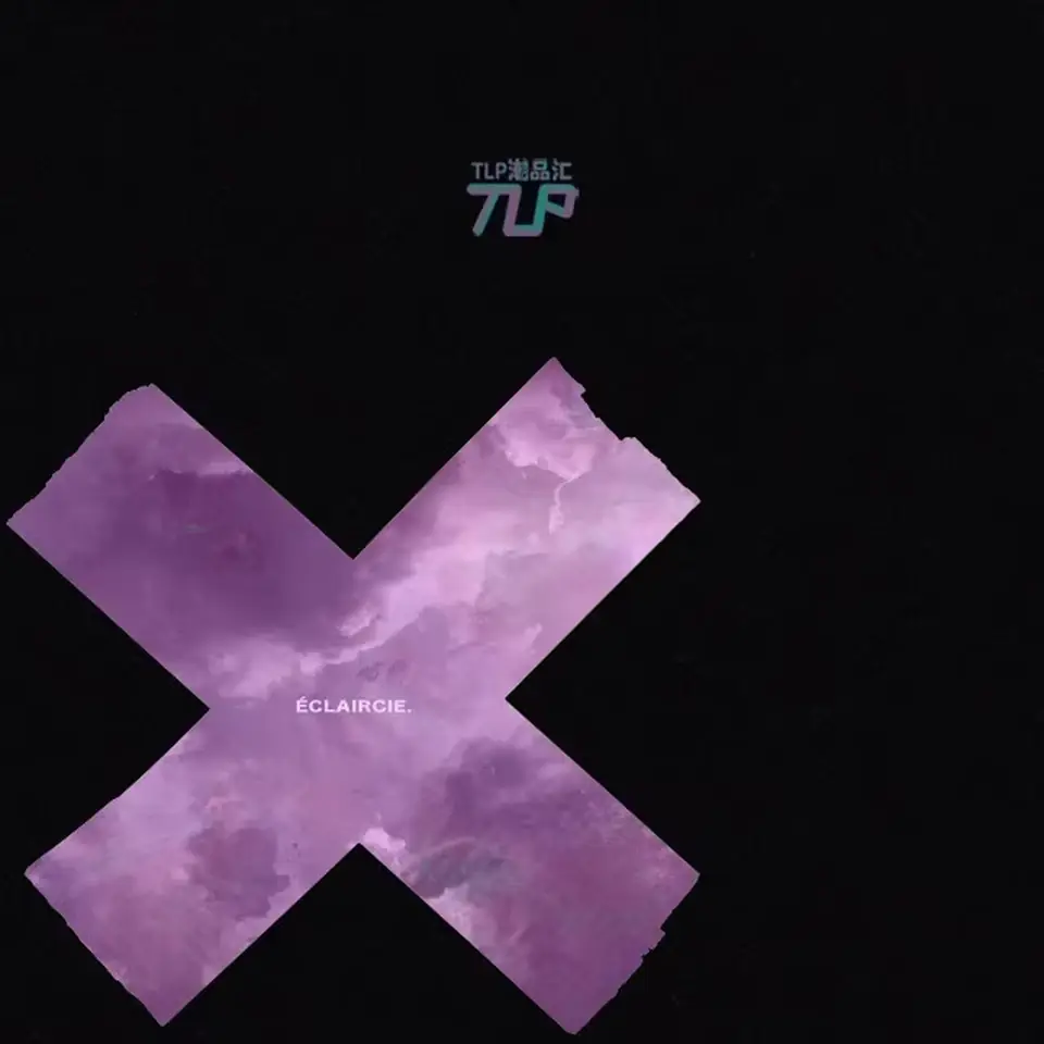 purple cloud X-shaped reflective sticker on black