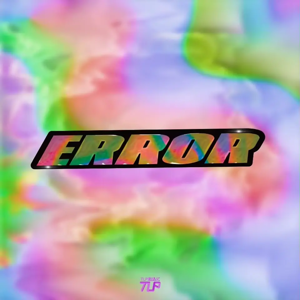 warm rainbow ERROR sticker on pastel background