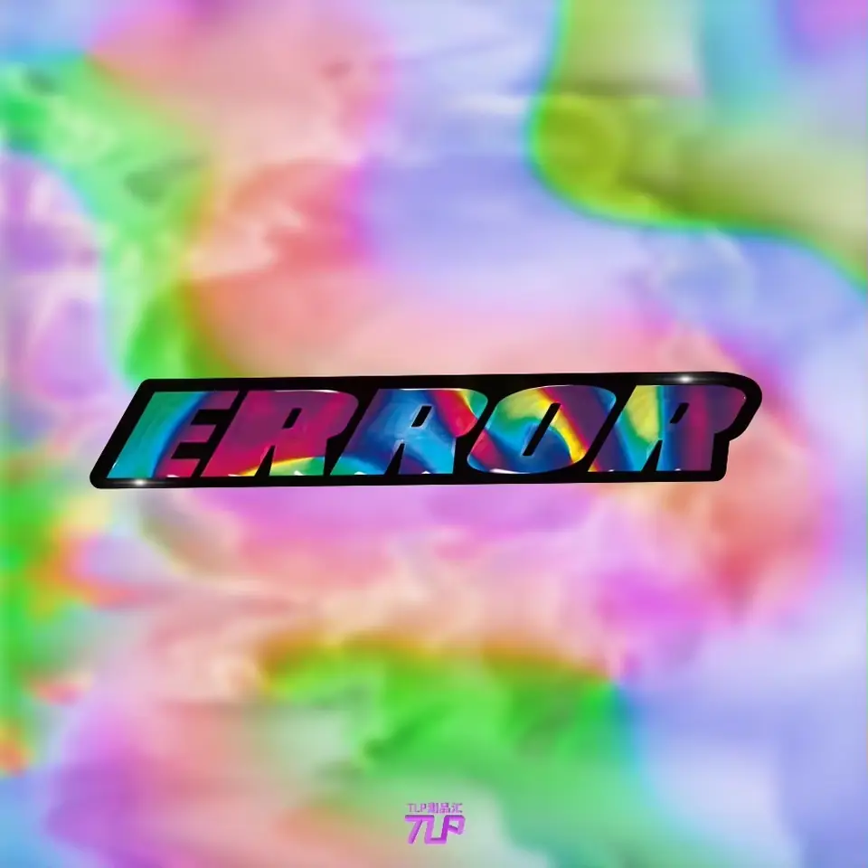 cool rainbow ERROR sticker on pastel background